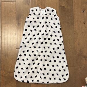 White Sleep Sack with Black Cross Pattern